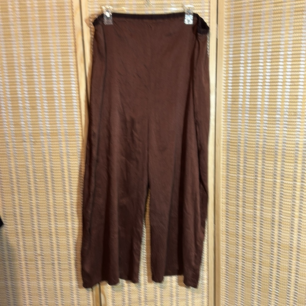 Cynthia Ashby Dark Copper Bronze Brown Wide Leg Culottes Palazzo Pants W36 Silk? - Picture 3 of 14